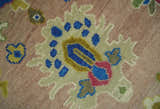 Peach, Blue and Olive Hand knotted Traditional Custom Made Oushak wool Area Rug