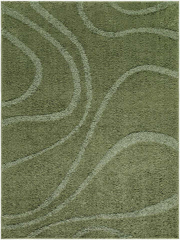 Close-up of green Horst Area Rug with a wavy, contemporary pattern. Soft texture. Design-Rectangle-537