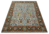 Ready to Ship Tree of Life Hand Knotted Silver, Brown and Rust Traditional Oushak Wool Rug
