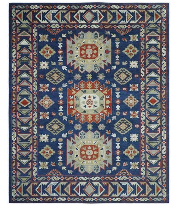 Red, Brown and Olive Traditional Hand knotted Custom Made Wool Area Rug