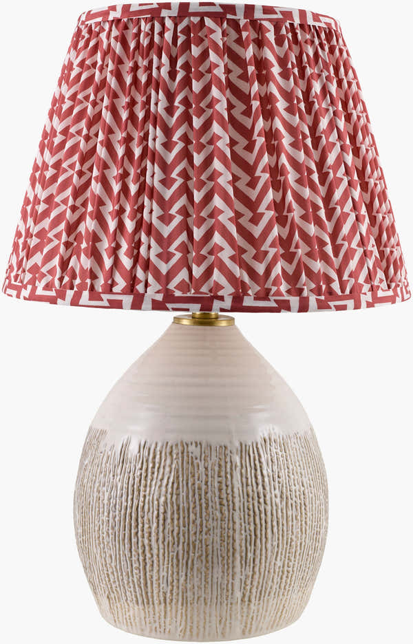 Brick Red Bohemian Table Lamp with global details for bedside or console tables