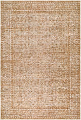 Close-up of the Vintage Edit II Rachel Zoe x LIVABLISS RZDT-2304 Area Rug. Traditional pattern in ivory, sandstone, and taupe. Design-Rectangle-6796