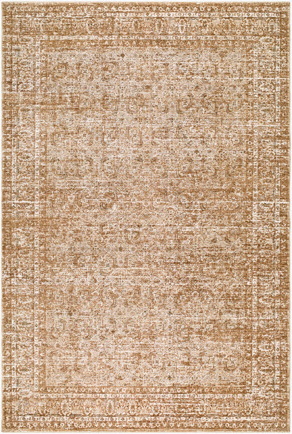 Close-up of the Vintage Edit II Rachel Zoe x LIVABLISS RZDT-2304 Area Rug. Traditional pattern in ivory, sandstone, and taupe. Design-Rectangle-6796