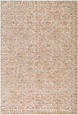 Close-up of the Vintage Edit II Rachel Zoe x LIVABLISS RZDT-2306 Area Rug. Beige, ivory, and sandstone tones with a traditional pattern. Design-Rectangle-6796