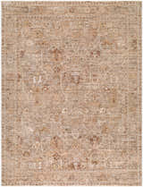 Close-up of the Vintage Edit II Rachel Zoe x LIVABLISS RZDT-2311 Area Rug. Beige, chestnut, and ivory traditional pattern. Design-Rectangle-6796