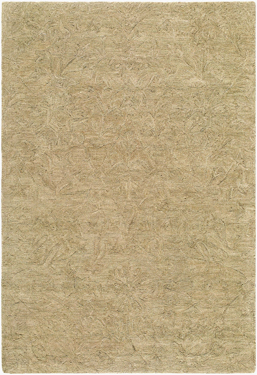 Close-up of the Neutral Edit Handmade Rachel Zoe x LIVABLISS RZNE-2303 Area Rug. Tan, beige, and sandstone wool with subtle pattern. Design-Rectangle-576
