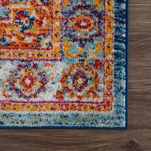 Sample Istanbul Medallion Blue & Orange Area Rug - Clearance