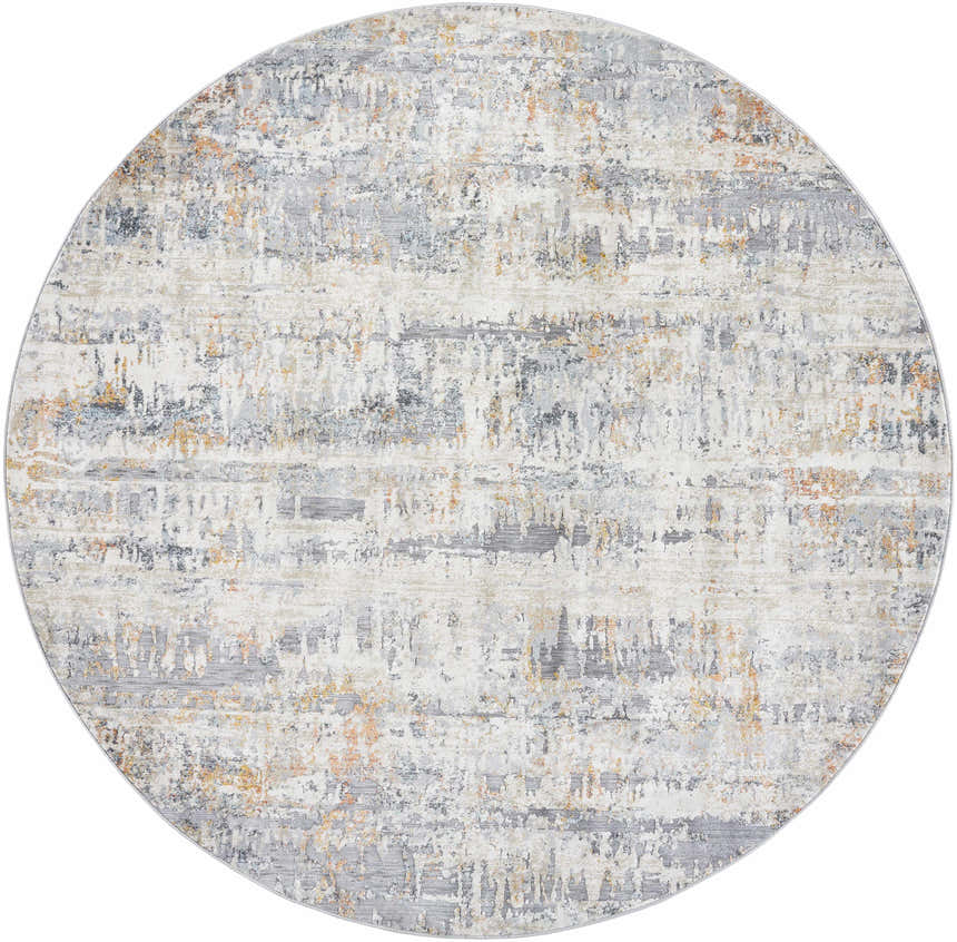 Round Guoda Area Rug - Clearance. Contemporary style rug in driftwood, gray, and nutmeg hues with an abstract pattern. Design-Round-710