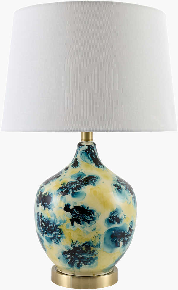 Muted Deep Teal Traditional Table Lamp with linen details for bedside or console tables