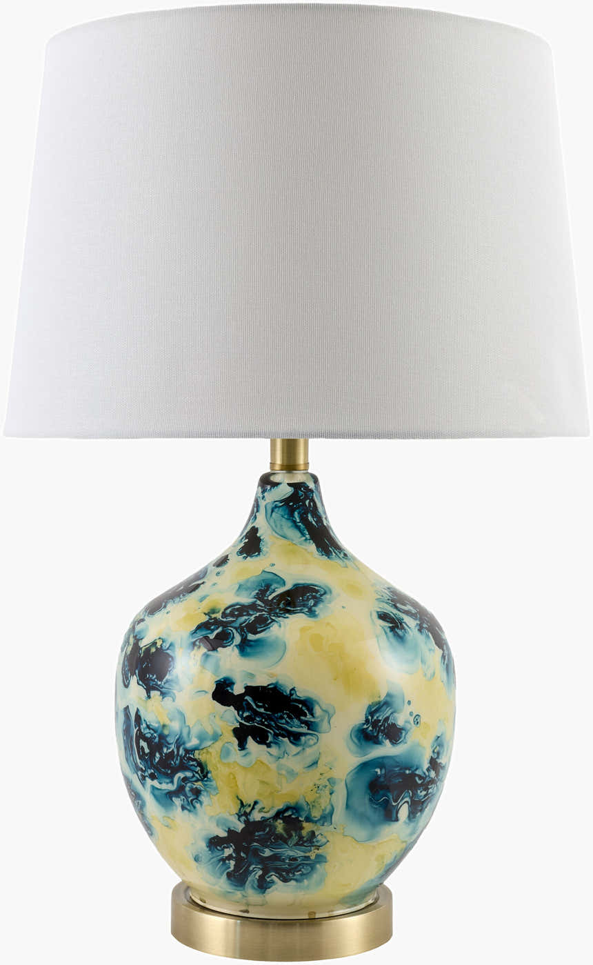 Muted Deep Teal Traditional Table Lamp with linen details for bedside or console tables