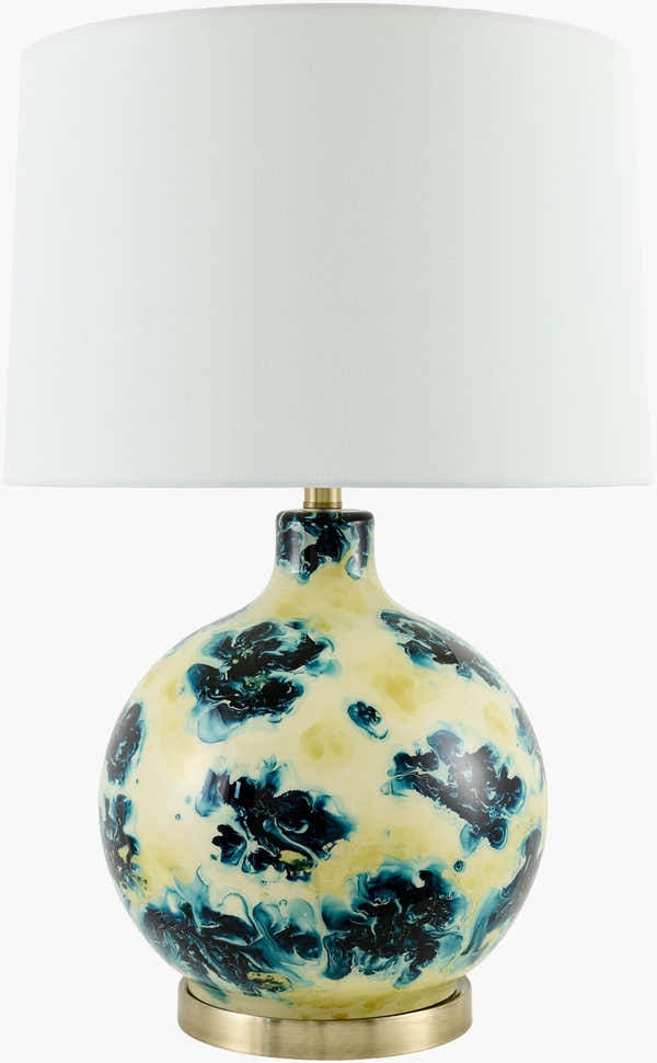 Warm Deep Teal Traditional Table Lamp with linen details for bedside or console tables