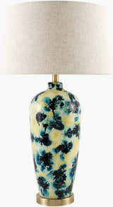 Rich Deep Teal Traditional Table Lamp with linen details for bedside or console tables