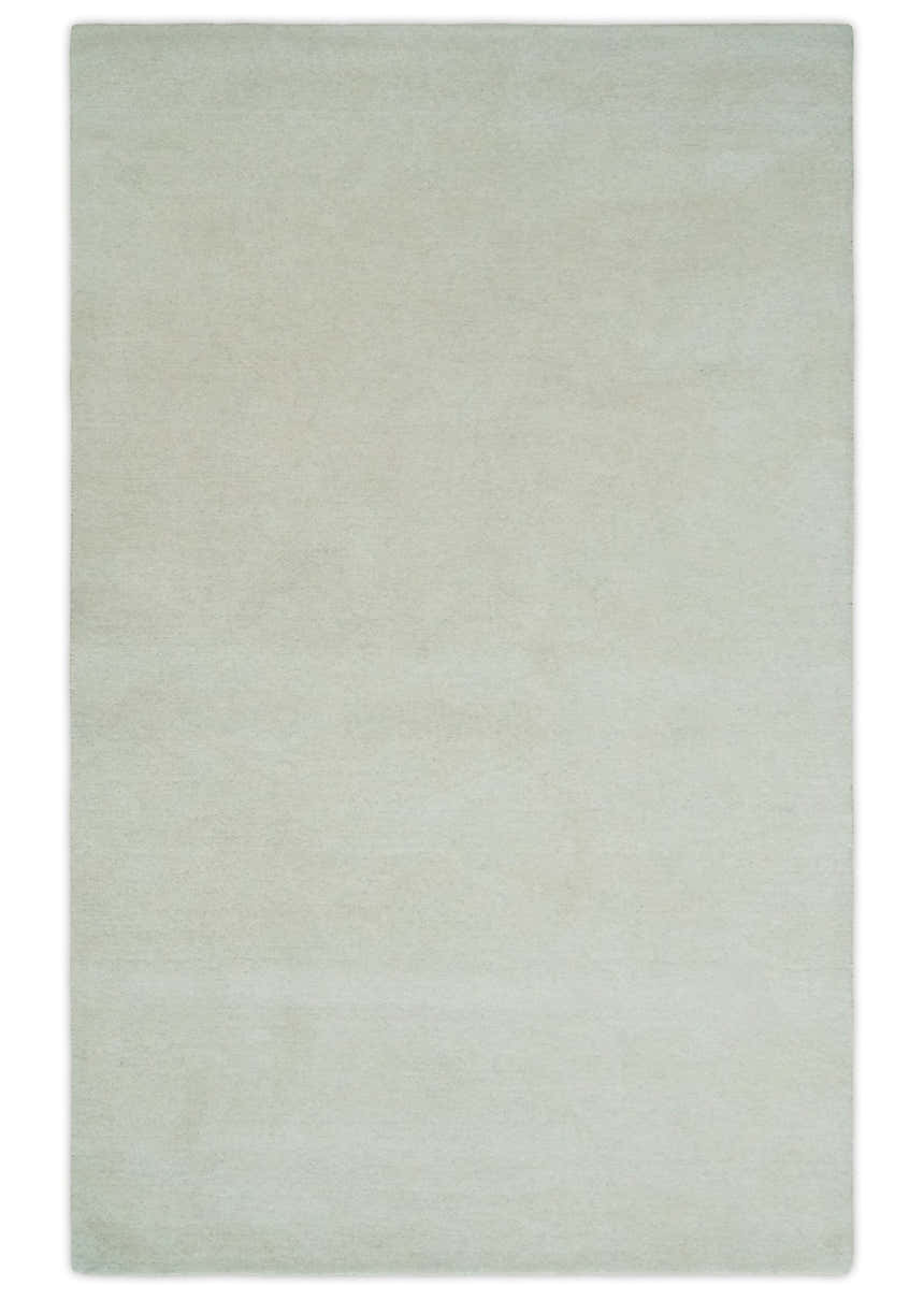 Custom Made Solid Ivory White Hand Tufted Layering Rug
