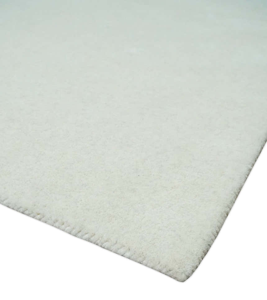 Custom Made Solid Ivory White Hand Tufted Layering Rug