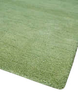 Custom Made solid Green Woolen Hand Tufted contemporary area Rug