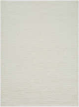 Close-up of the ivory Kanuha Washable Area Rug. Hand-woven wool rug with a subtle texture. Contemporary style. Design-Rectangle