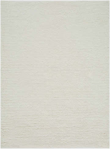 Close-up of the ivory Kanuha Washable Area Rug. Hand-woven wool rug with a subtle texture. Contemporary style. Design-Rectangle