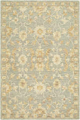 Close-up of the Novavu Traditional Handmade Area Rug. Ivory, sage, sandstone, and yellow floral pattern on wool rug. Design-Rectangle-576
