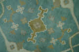 Teal and Ivory Hand Knotted Traditional Oriental Oushak Custom Made wool rug