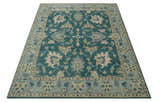 Teal, Gray and Beige Hand Knotted Traditional Oushak Custom Made wool Area Rug