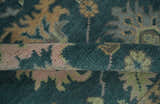 Teal, Gray and Beige Hand Knotted Traditional Oushak Custom Made wool Area Rug