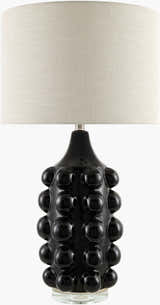 Charcoal Modern Table Lamp with linen details for bedside or console tables