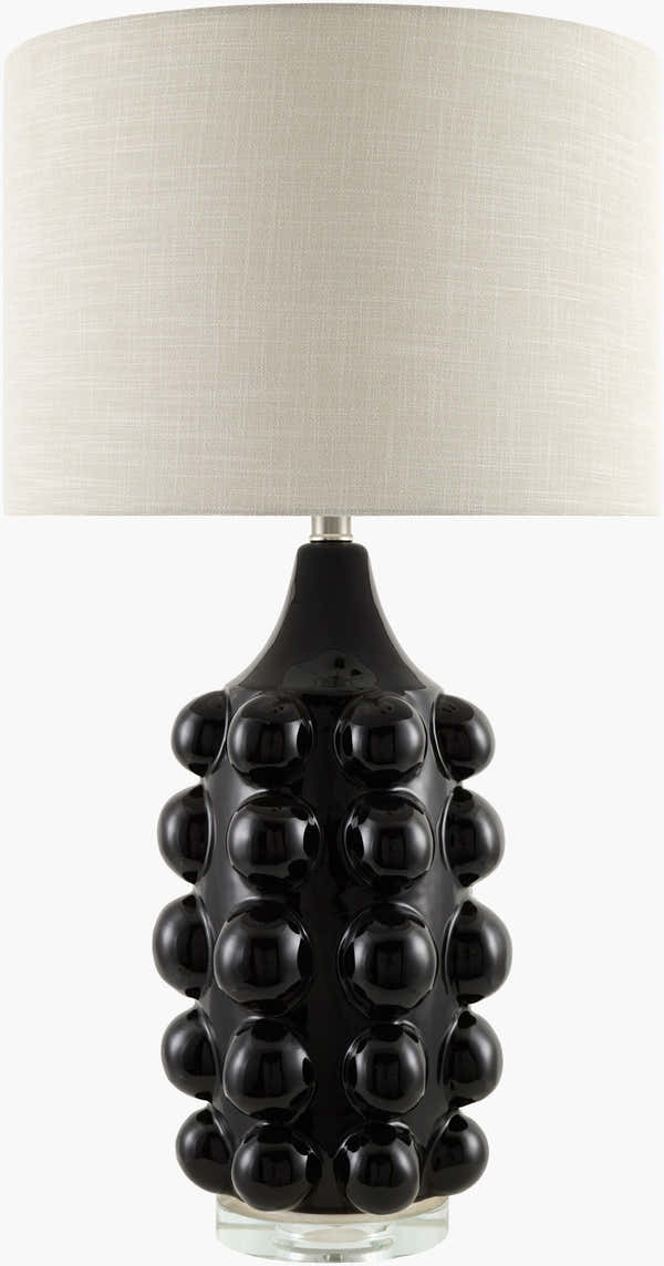 Charcoal Modern Table Lamp with linen details for bedside or console tables