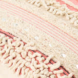 Hopatcong Peach Textured Striped Throw Pillow