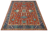 Traditional Floral Red, Blue, Beige and Green Hand Knotted Medallion Custom Made wool Area Rug