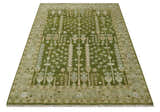 Tree of life Green and Silver Hand Knotted Traditional Floral Custom Made wool rug