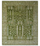 Tree of life Green and Silver Hand Knotted Traditional Floral Custom Made wool rug