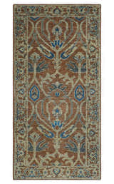 Vintage Style Hand Knotted Serapi Blue and Rust Traditional Custom Made Area Rug