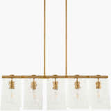Mustard Modern Chandelier with glass details for dining or living rooms