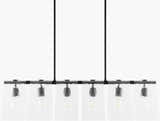 Soft White Modern Chandelier with glass details for dining or living rooms