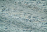 Custom Made Ivory and Blue Abstract Hand Tufted Natural Wool Area Rug