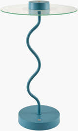 Soft Aqua Blue Modern Table Lamp with glass details for bedside or console tables