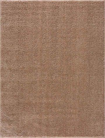 Close-up of the Judy Brown Promo Washable Area Rug, showing the shag texture and medium brown color. Design-Rectangle-811