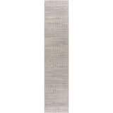Close-up of Tigri Aztec Ivory & Gray rug. Features a contemporary geometric pattern in neutral gray and ivory tones. Design-Runner-51