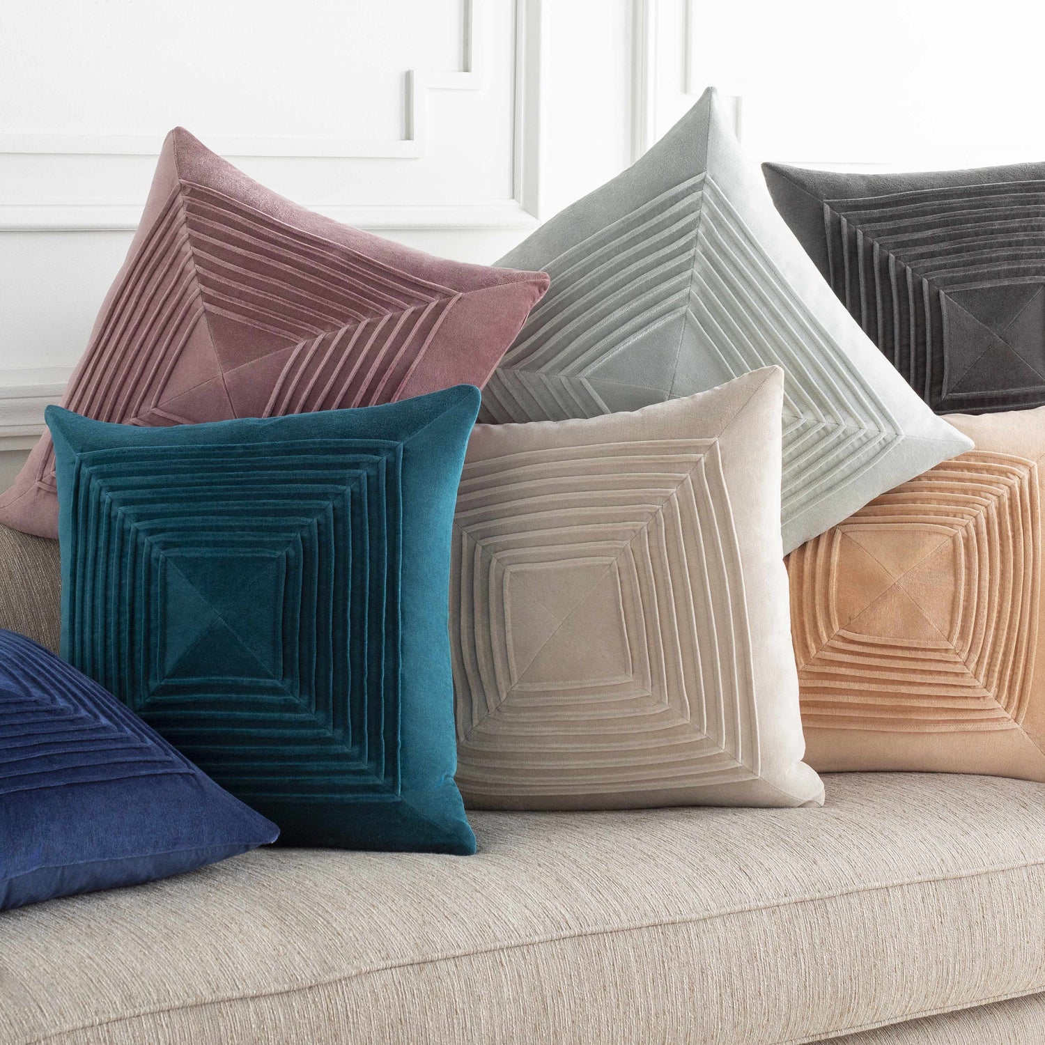 Lefors Navy Square Throw Pillow - Clearance