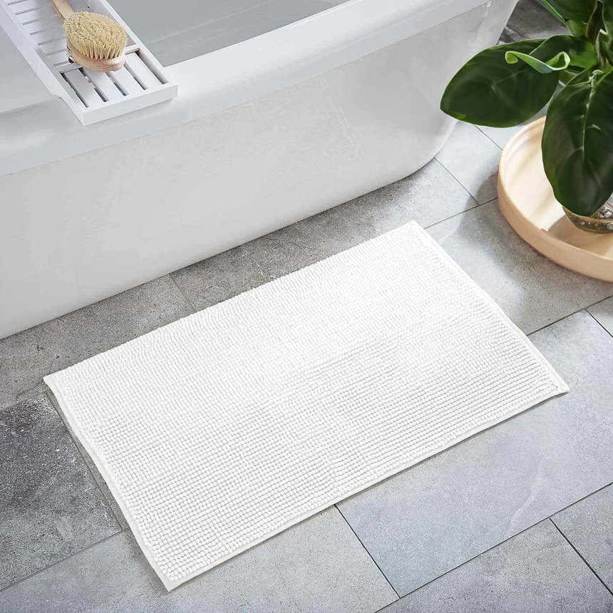 Washable Bath Mat, White