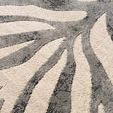 Close-up of the Gray Ecorse Zebra Print Area Rug showing the texture and gray, beige, and charcoal zebra pattern. Texture
