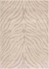 Close-up of the Beige Manteca Zebra Print Area Rug, featuring a light beige and gray animal stripe pattern. Design-Rectangle-3157