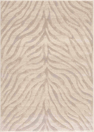 Close-up of the Beige Manteca Zebra Print Area Rug, featuring a light beige and gray animal stripe pattern. Design-Rectangle-3157