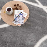 Close-up of the Azana Modern Gray Area Rug with a cream geometric pattern and soft, textured pile. Styleshot