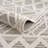 Close-up of Magnolia Beige 2301 Area Rug showing geometric pattern and texture in beige, brown, and gray tones. Fold
