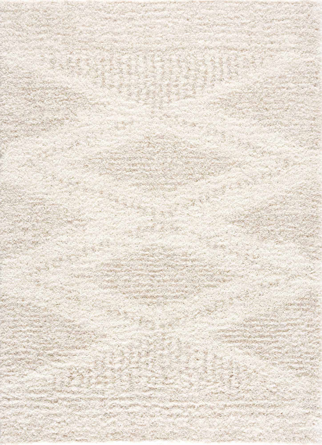 Close-up of the Hauteloom Trunding Plush Rug in light beige, showing its shag texture and subtle high-low design. Design-Rectangle-537