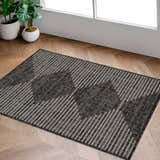 Entryway with Stephan Area Rug in black, charcoal, cream, and light gray. Contemporary Southwestern style on wood floors. Roomscene-Rectangle