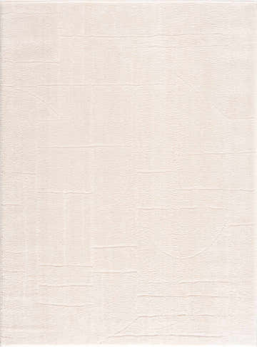 Close-up of the Keats Ivory Area Rug, showing its subtle, textured design in beige and off-white polyester. Design-Rectangle-537
