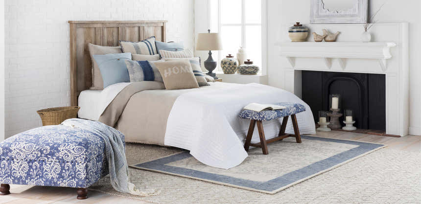 Holmfirth Pale Blue Solid Button Throw Pillow