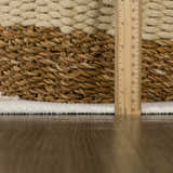 Close-up of the Amani White Washable Rug showing its plush pile height and soft texture next to a measuring ruler. Pile